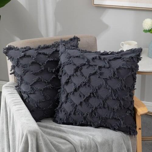 XAXA Plaid Solid Color Pillowcase Cushion Cover Sofa Home Decoration Cover 45*45CM