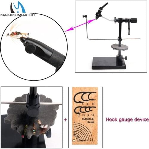 Maximumcatch Iron Rotary Fly Tying Vise Hard Jaws Machine Cut Fly Tying Vice Fly Tying Tool with Hackle Gauge