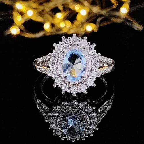 925 sterling silver Pink blue zircon stone engagement Rings for Women female bride wedding brand jewelry drop shipping R5012