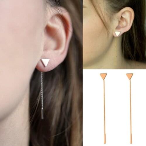 2021 Gold Silver color Triangle Earrings Metal Chain Long Tassel Drop Earring Women Dangle Charm Eardrop Ear Jewelry Accessories