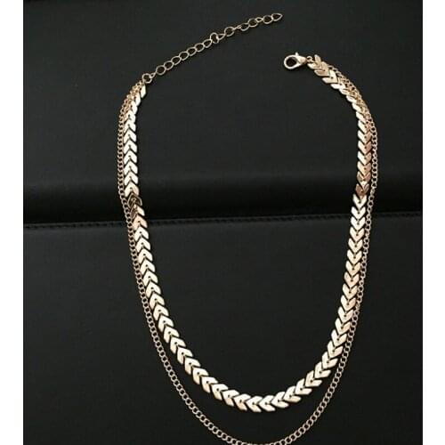 New Summer Fishbone Sequins Short Clavicle Chain Necklace for Women Trendy Jewelry Accessories