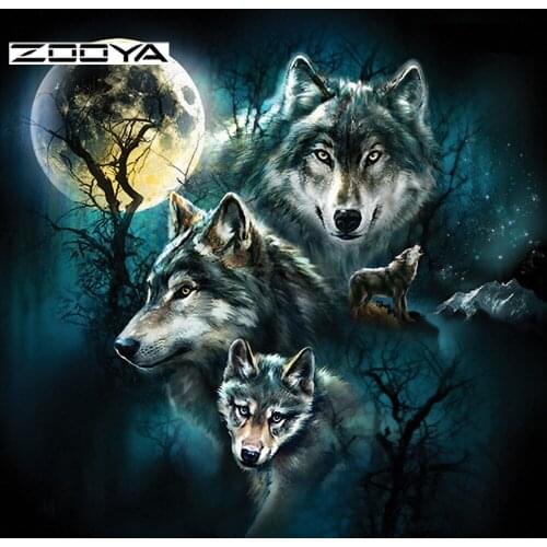 ZOOYA Diamond Embroidery Wolves Picture Of Diamonds Animals Diy Diamond Pattern Kits For Embroidery A Set Of Cross-Stitch F763