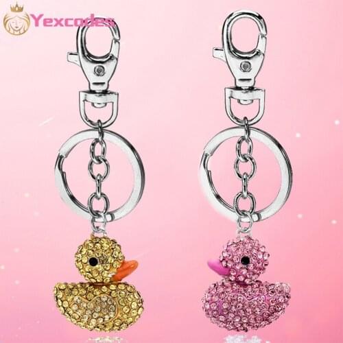 2020 Fashion New Family Small Gift Keyring Jewelry Little Yellow Duck Silver Colour Keychain For Friends Gifts
