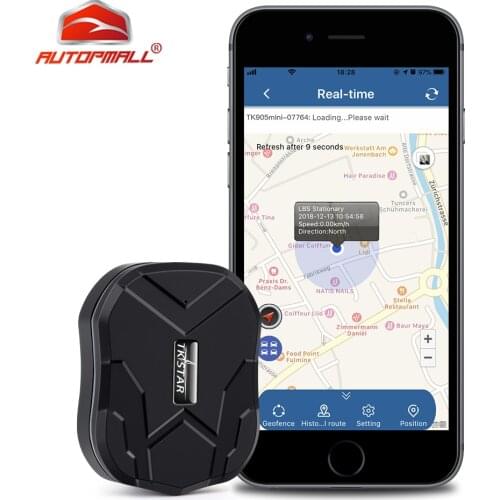 MINI TK905 Car GPS Tracker GPS Locator TKSTAR 1500mah Waterproof Vibrate Alert Vehicle Tracker Geo-fence Free APP Voice Monitor