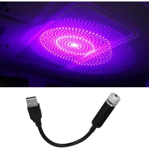 Car Roof Star Night Lights Interior Decorative Light USB LED Projector With Clouds Starry Sky Lighting Effects Violet Blue