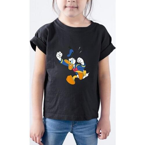 Disney Children T-Shirts Fashion Donald Duck Cartoon Printing Four Seasons Top Clothes Comfortable Unisex T Shirts Kids Harajuku