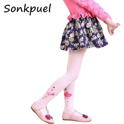 Kids Pantyhose 4-12 Years Baby Dancer Cute Cartoon Girls Tights Children Velvet Magic Stockings Christmas White Pink Tights