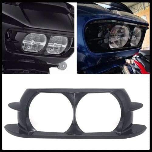 For Harley Touring Road Glide FLTRX 2015-2019 Road Glide Special Motorcycle Dual Headlight Fairing Trim Ring Cover Black