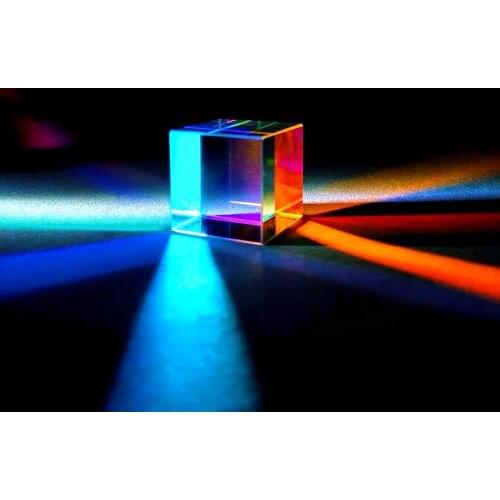 Dichroic Glass Cube Prism 12.7mm Optical Color Prisms Laser Cube for Decorating Birthday Gift Rainbow Glass Beam Combiner