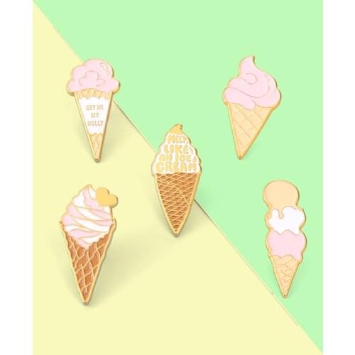 Ice Cream Enamel Pins 5Styles Cute Brooches Badge Accessories Backpack Hat Clothes Gift for People Who Love Sweetmeats Jewelry