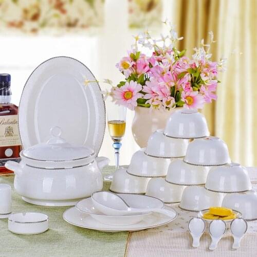 Ceramics 56 pieces bone china dinnerware set chinese style dishes