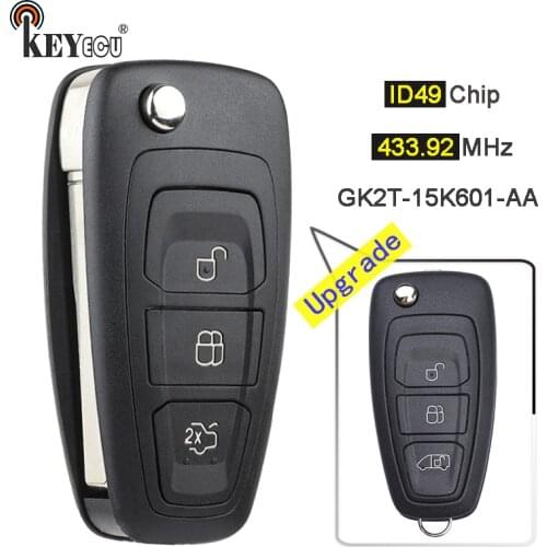 KEYECU 433MHz ID49 Chip GK2T-15K601-AA Flip Remote Car Key Fob for Ford Transit 2016 2017 2018 2019 2020
