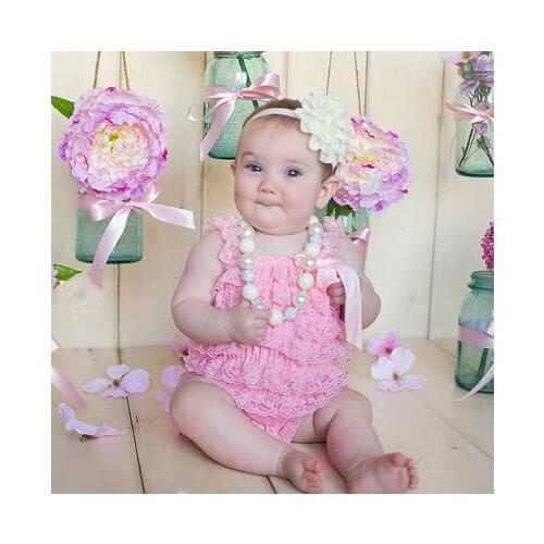 Hot Baby Royal Lace Romper Infant Girls Boy Posh Petti Ruffle Strap Romper with Ribbon Bow and Headband Kids Jumpsuit Cloth