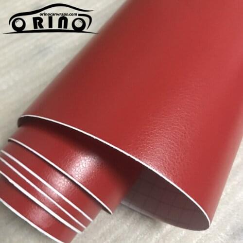 Red Leather Vinyl PVC Adhesive Car Vinyl Film Stickers Car Decoration Film Wrapping Air Bubble ORINO size 10/20/30/40/50X152CM