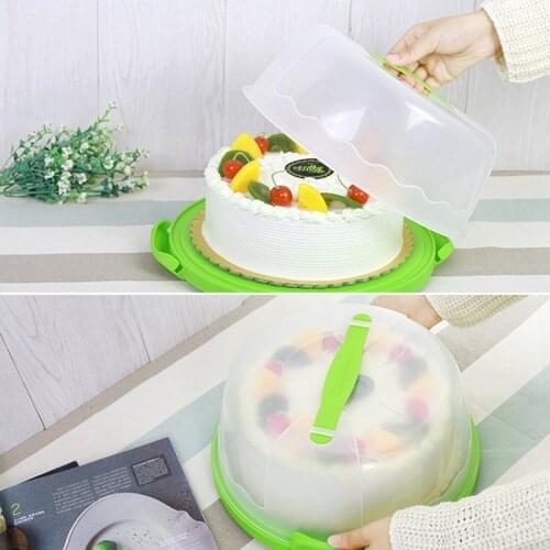 Round Cake Carrier Handheld Plastic Pastry Storage Holder Dessert Container Cover Case Birthday Wedding Party Suppli