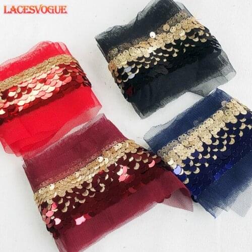 3yards 5cm Sequin Lace trim patchwork Handmade DIY Garment needlework sewing accessories fabric Clothing Decoration 552