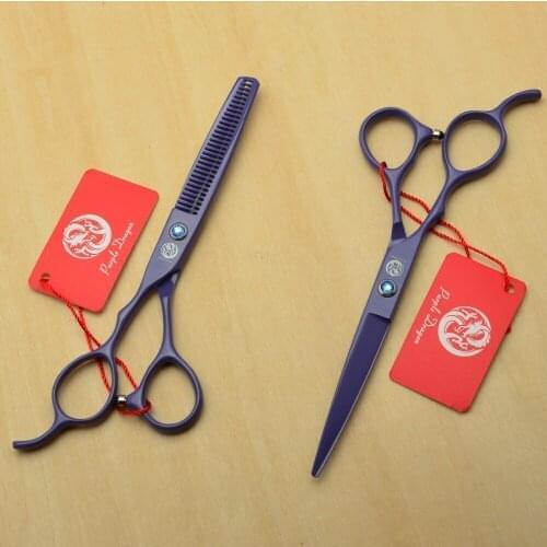 Left Hand 6 in. Purple Dragon Japan 440C Professional Hair Scissors Hairdressing Scissors Cutting Shears Thinning Scissors Z8001