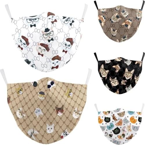 Hot Cartoon Printing Cat Fashion Masks Men Womens Unisex Halloween Cospaly Washable Breathable Dust-proof Popular Party Mask