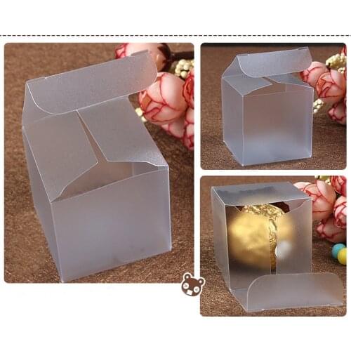 50pcs 4*4*4cm frosted plastic pvc box packing boxes for gifts/chocolate/candy/cosmetic/crafts square Matte pvc Box