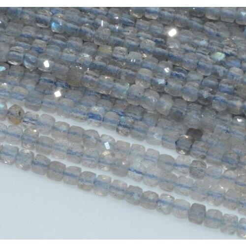 Natural Labradorite Faceted Irregular Cube Bead 2.5mm