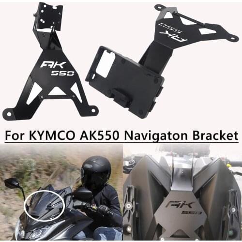 NEW Motorcycle Front Bracket Mobile Phone GPS Navigaton Plate Bracket phone holder USB BLACK For KYMCO AK 550 AK550 ak550