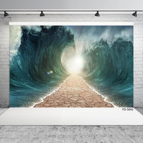 Huge Waves Dry Land Photo Backgrounds Computer Printed Fond Backdrop for Children Baby Portrait Photoshoot Photography Props