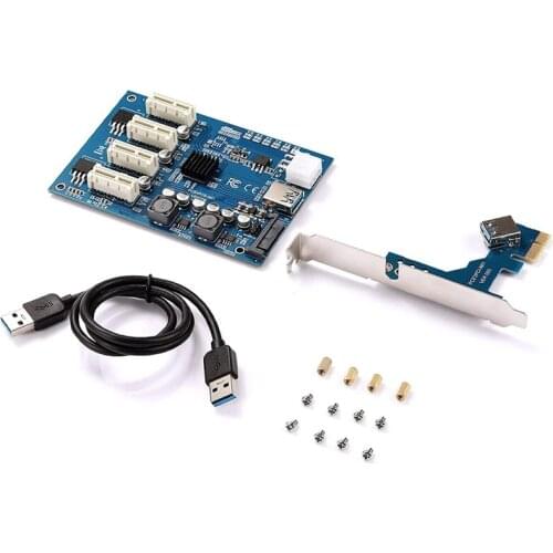 Pci-E 1X To 4-Port Pci Express 1X Slot Adapter Card Usb3.0 Converter Expansion Adapter Card M2 Expansion Card for Mining