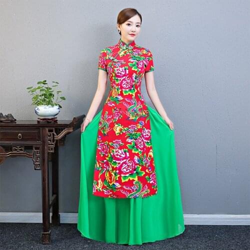 Big Size Qipao Dress Chinese style Party dress Cheongsam Vintage Womens Elegant Evening Qipao Dress Retro Long gown new arrival