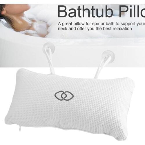 1Pc Useful Anti-slip Bathtub Pillow Spa Bath Cushion Head Neck Rest Relax Suction Cup With PVC Inside Bag