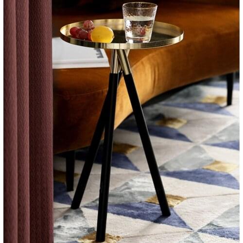 Nordic style simple creative golden living room sofa corner bedroom small side table light luxury