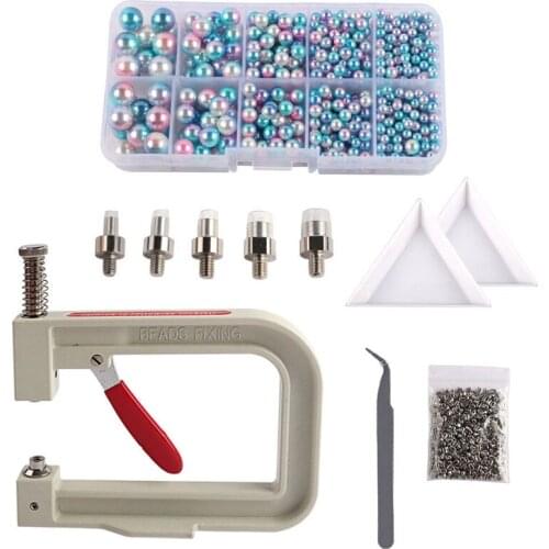 Manual Punching DIY Pearl Setting Machine Rhinestones Beads Rivet Fixing Machine Skirts Hand Press Tools for Clothes