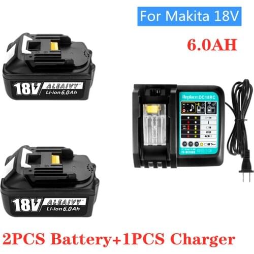 WIth Charger BL1860 Rechargeable Battery 18 V 6000mAh Lithium Ion for Makita 18v Battery 6ah BL1840 BL1850 BL1830 BL1860B LXT400