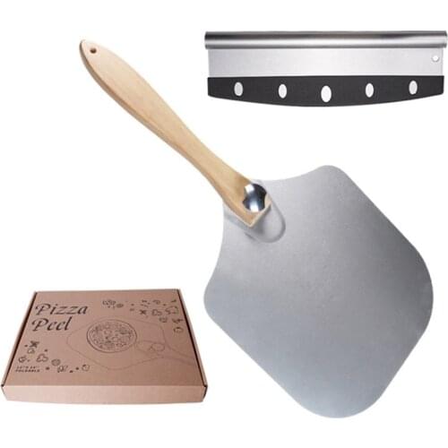 Removable Pizza Shovel Aluminum Alloy Screw Handle Foldable Pizza Shovel Baking Shovel Pizza Cutting Pizza Transfer Set
