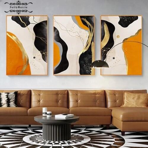 Nordic Decoration Yellow Black Modern Abstract Canvas Painting Posters and Prints Wall Art Pictures for Living Room Home Decor