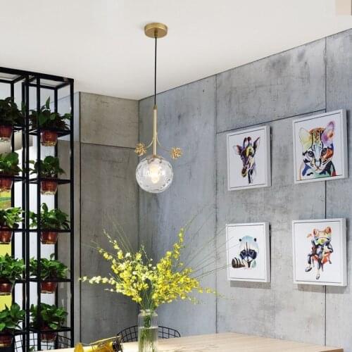 Modern Metal Art Pendant Lamp Lighting Lustre Living Room Villa Interior Decor Pendant Lamp Lighting Glass Ball Kitchen Fixtures