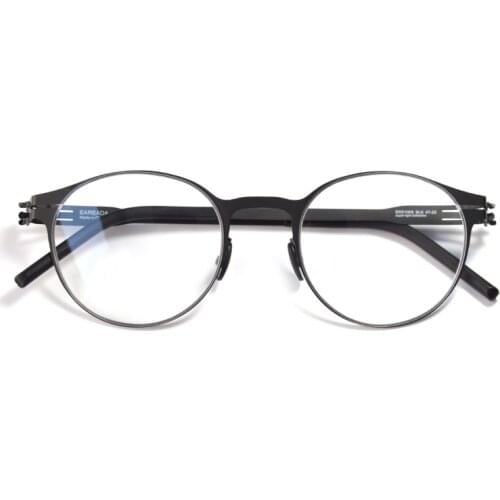 Alloy Metal Black Glasses For Men Screwless Thin Round Vintage Eyewear Women Myopia Prescription Optical Frames Unisex