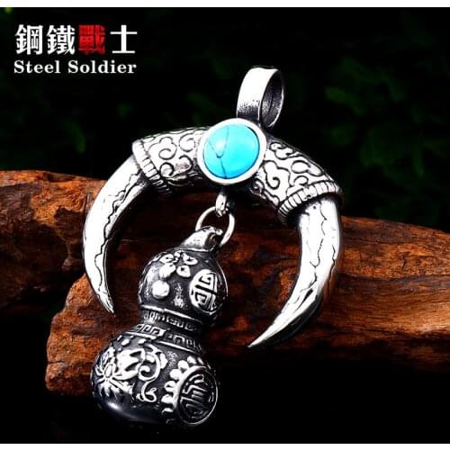 Steel soldier music calabash pendant chain stainless steel cucurbit necklace cool men jewelry