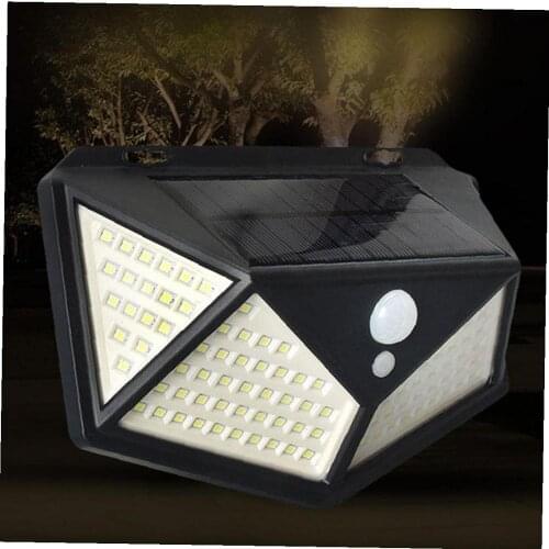 Solar Lights Outdoor Wall Lamp Powered Wireless 100 LED Waterproof Sensor Security Remote Control Christmas for Garden Landscape