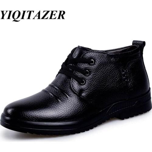 YIQITAZER 2017 Fashion Mens Ankle Boots Man Shoes Leather,Winter Lace up Warm Snow Wool Boots Men Shoe Gift for Dad&Boyfriend