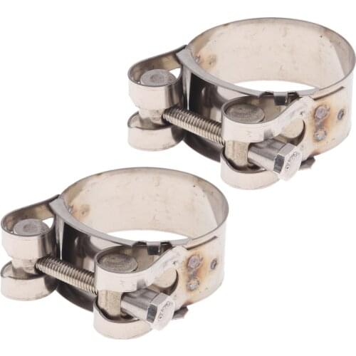 2pcs 44-47mm/1.73-1.85 inc Heavy Duty Exhaust Band Clamp Reolacement for Motorcycle Universal - Stainless Steel