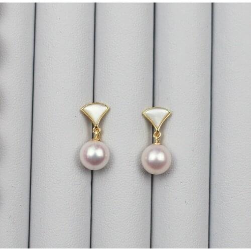 MADALENA SARARA 7-7.5mm Saltwater Pearl Sakura Pink Akoya Pearl Earrings S925 Earrings Stud Earrings Luxury Elegant Jewelry