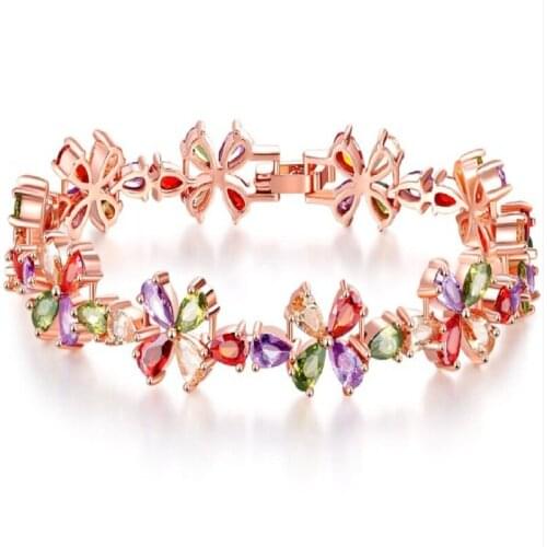 Bettyue Attractive Design Female Four Waterdrop Shape Cubic Zircon Flower Round Bracelet Fascinating Jewelry Gifts in Party