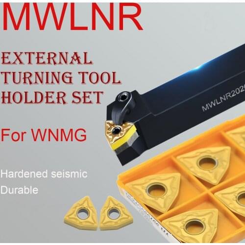 1PC MWLNR1616H08 External Turning Tool Holder Lathe Boring Bar Cutting Machine Accessories 10PCS WNMG Carbide Inserts