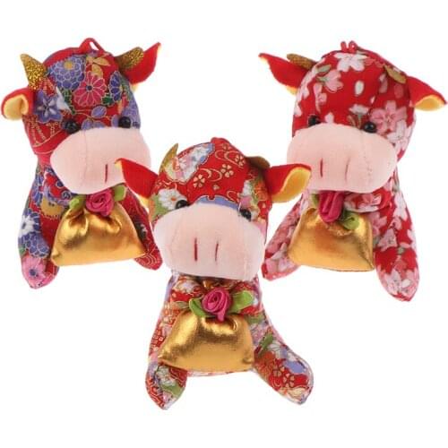 1Pcs New Year 2021 Bull New Plush Toys Cute Calf Doll Small Cow Stuffed Toys Doll Pendant Childrens New Year Gift For Girl