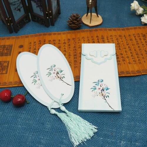 1pcs Retro Chinese Style Aliens Antique Aesthetic Stitch Set Gifts Oval Bookmarks Tassel