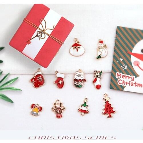 10pcs Christmas Jewelry Accessories Earrings Cute Santa Claus Snowman Reindeer Tree Bell Pendant Christmas Gifts For Women Girls