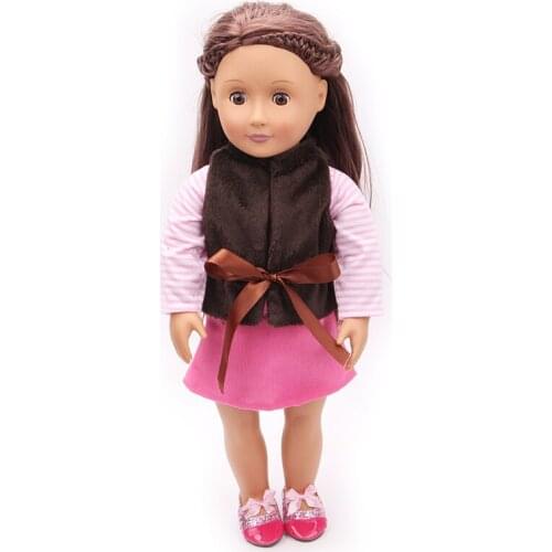 18 Inch American Doll Girls Clothes Fashionable Pink Suit Newborn Baby Toys Accessories Homewear Fit 40-43 Cm Boy Dolls c135