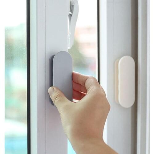 ABS Plastic Glass Window Cabinet Drawer Tools Auxiliary Door Handles Sliding Door Handle Portable White 2Pcs Self-Adhesive