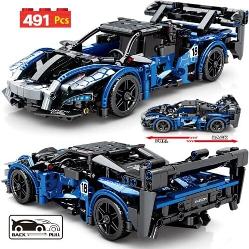 491pcs City Technical Racing Pull Back Car Building Blocks Speed Supercar Vehicle Moc Bricks Toys for Children Gifts