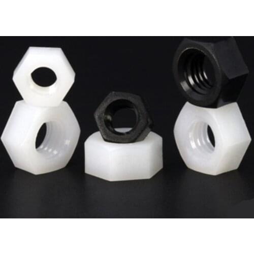 50Pcs DIN934 M2 M2.5 M3 M4 M5 M6 M8 Black Nylon Hex Nut Hexagon Plastic Nuts NL14